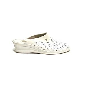 Vintage 1970s white leather dot vented slip on wedge nurse clogs